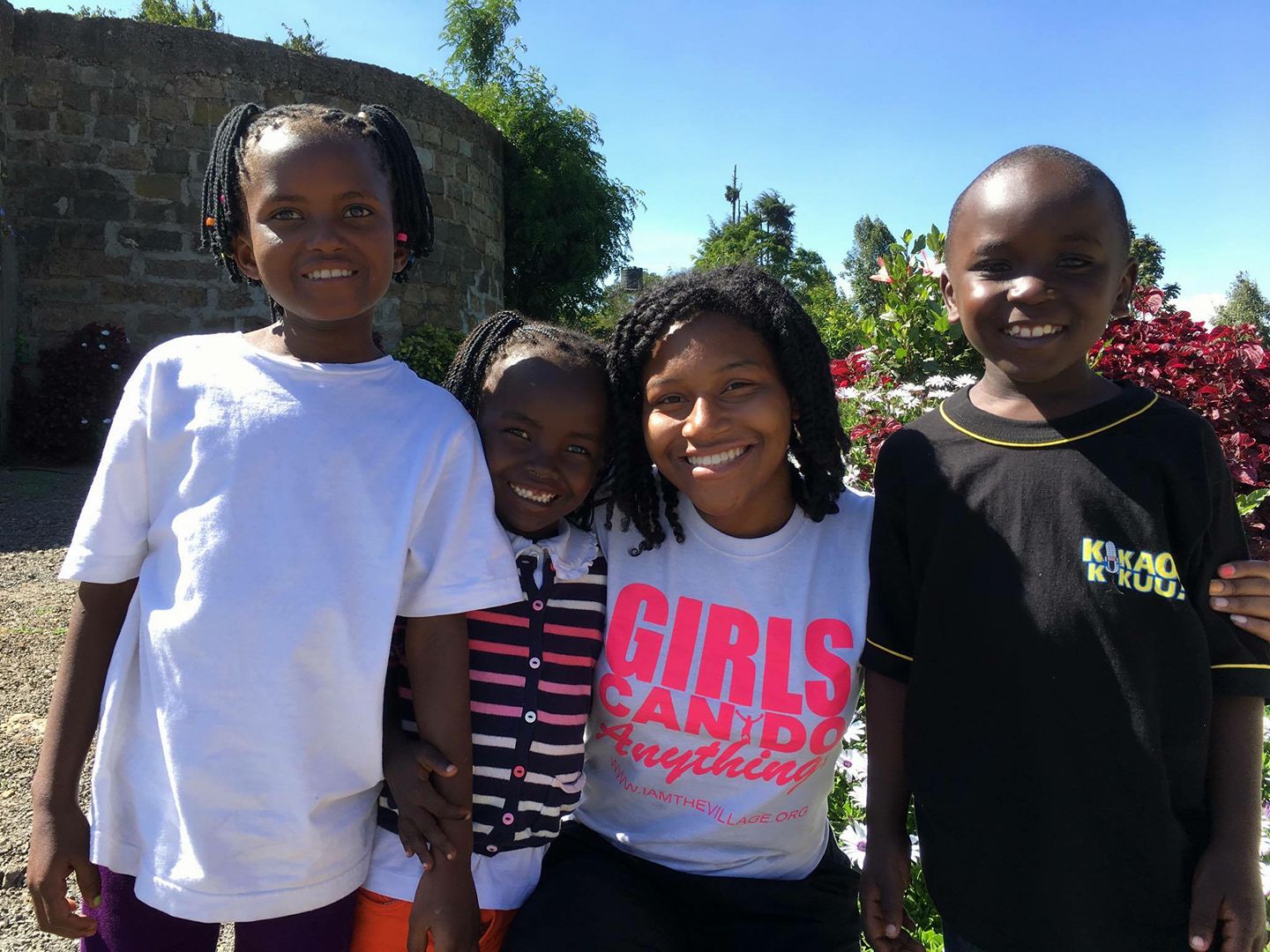 Sophia Andrews with kids in Kenya